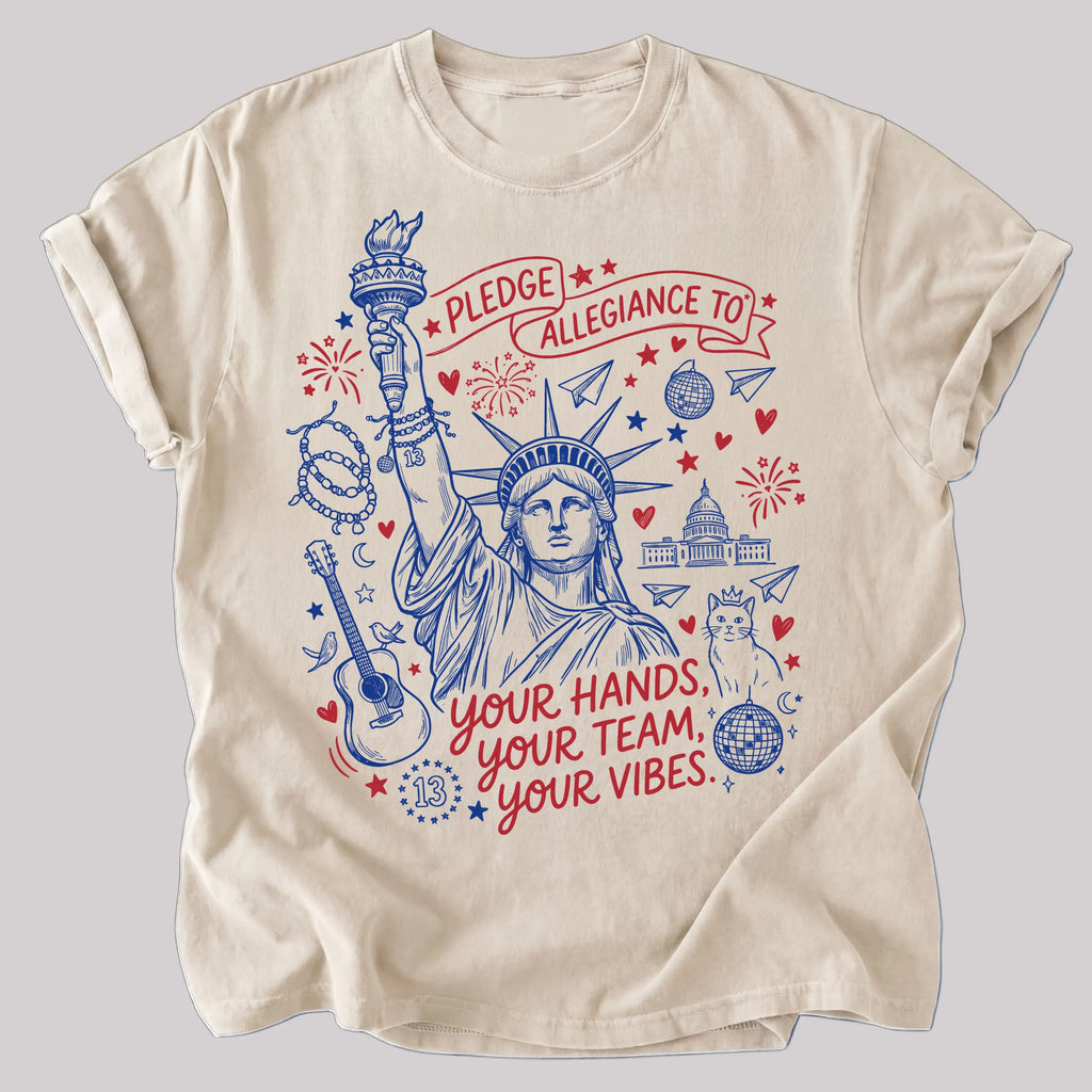 Pledge Allegiance To Your Hands Your Team Your Vibes Shirt/Sweatshirt/Hoodie - Americana Vibes Graphic