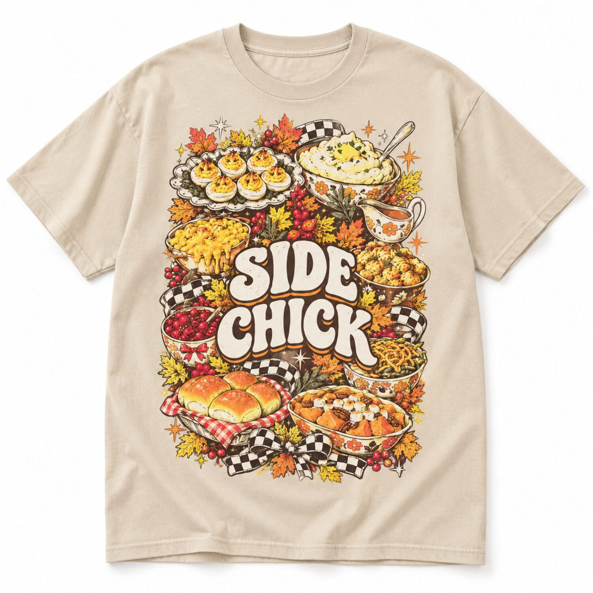 Side Chick Thanksgiving Shirt/Sweatshirt/Hoodie – Funny Friendsgiving Oversized Vintage Graphic Tee