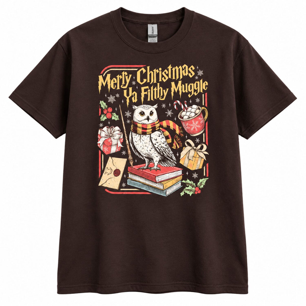 Merry Christmas Ya Filthy Muggle Sweatshirt/Hoodie/T-Shirt – Vintage Wizard Owl Holiday Crewneck