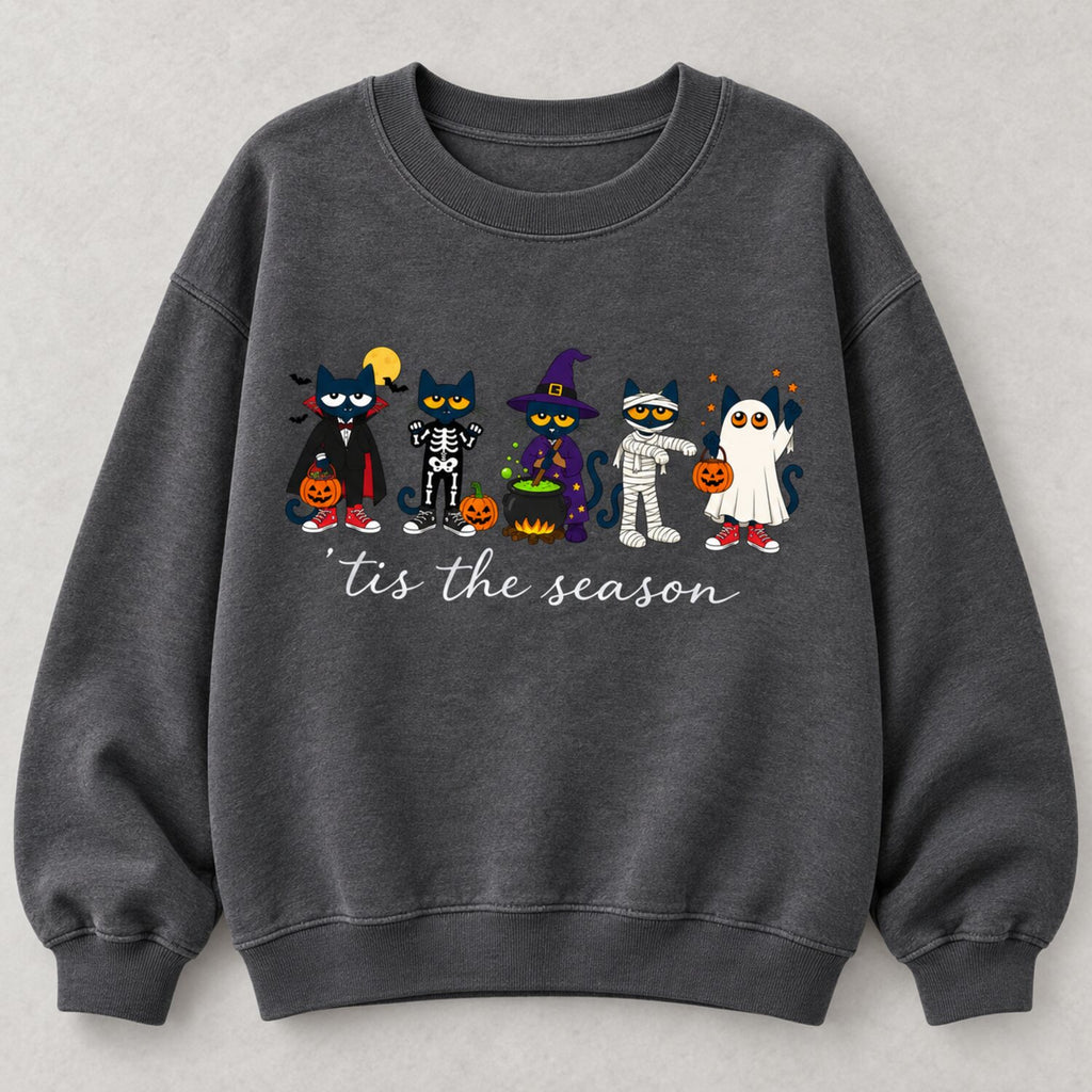 ’Tis the Season Halloween Cat Shirt/Sweatshirt/Hoodie – Cute Costume Cats Comfort Colors Graphic Tee