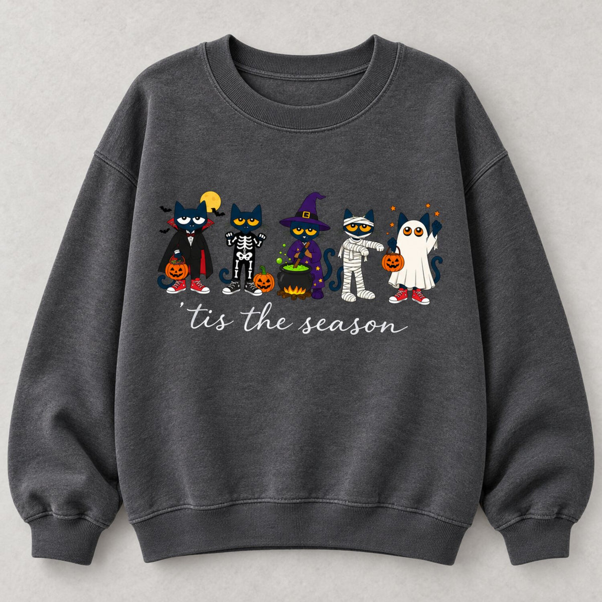 ’Tis the Season Halloween Cat Shirt/Sweatshirt/Hoodie – Cute Costume Cats Comfort Colors Graphic Tee