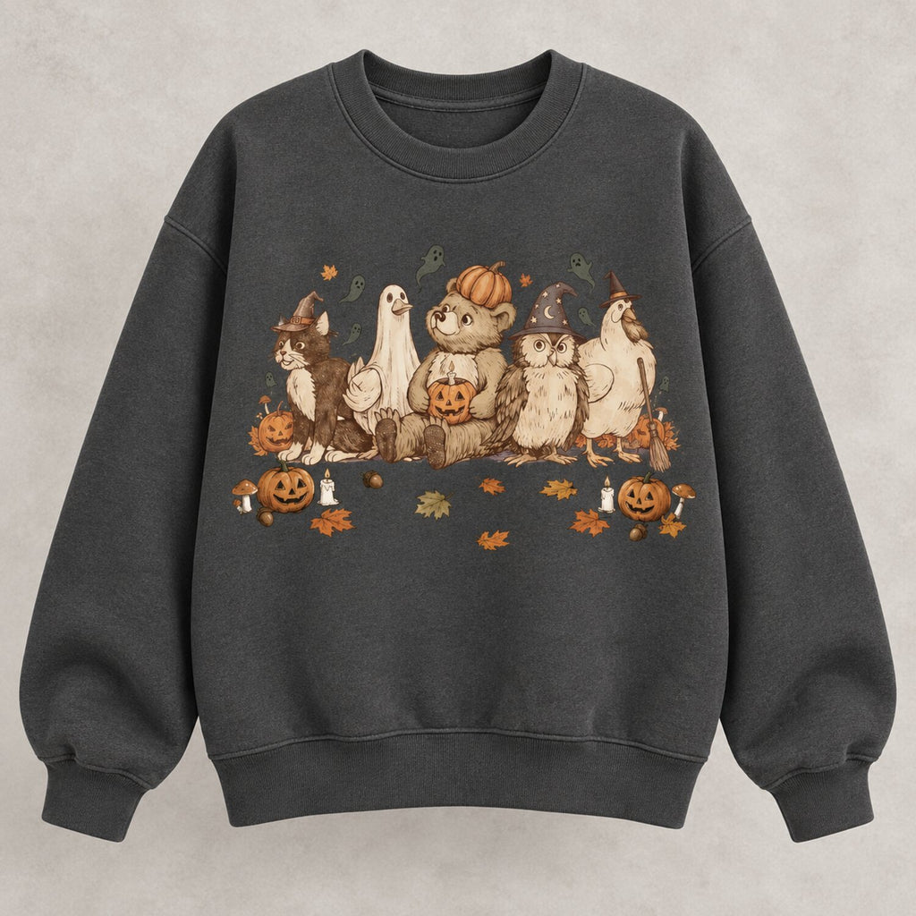 Cute Woodland Animals Halloween Shirt/Sweatshirt/Hoodie – Vintage Pumpkin & Ghost Fall Graphic Tee