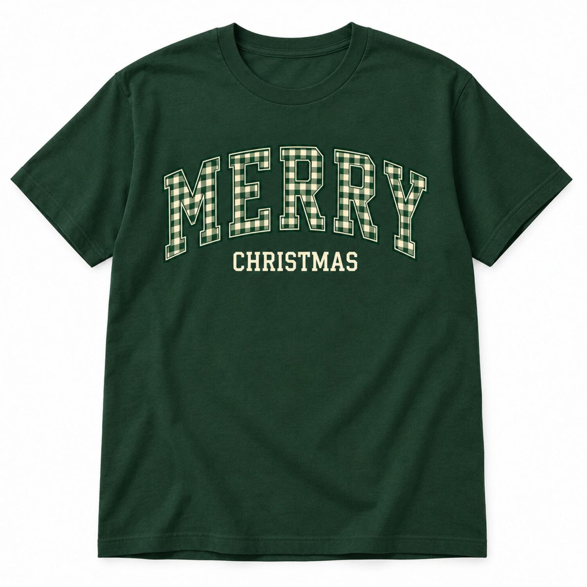 Merry Christmas Plaid Varsity Sweatshirt/Hoodie/T-Shirt – Vintage Green Oversized Holiday Crewneck