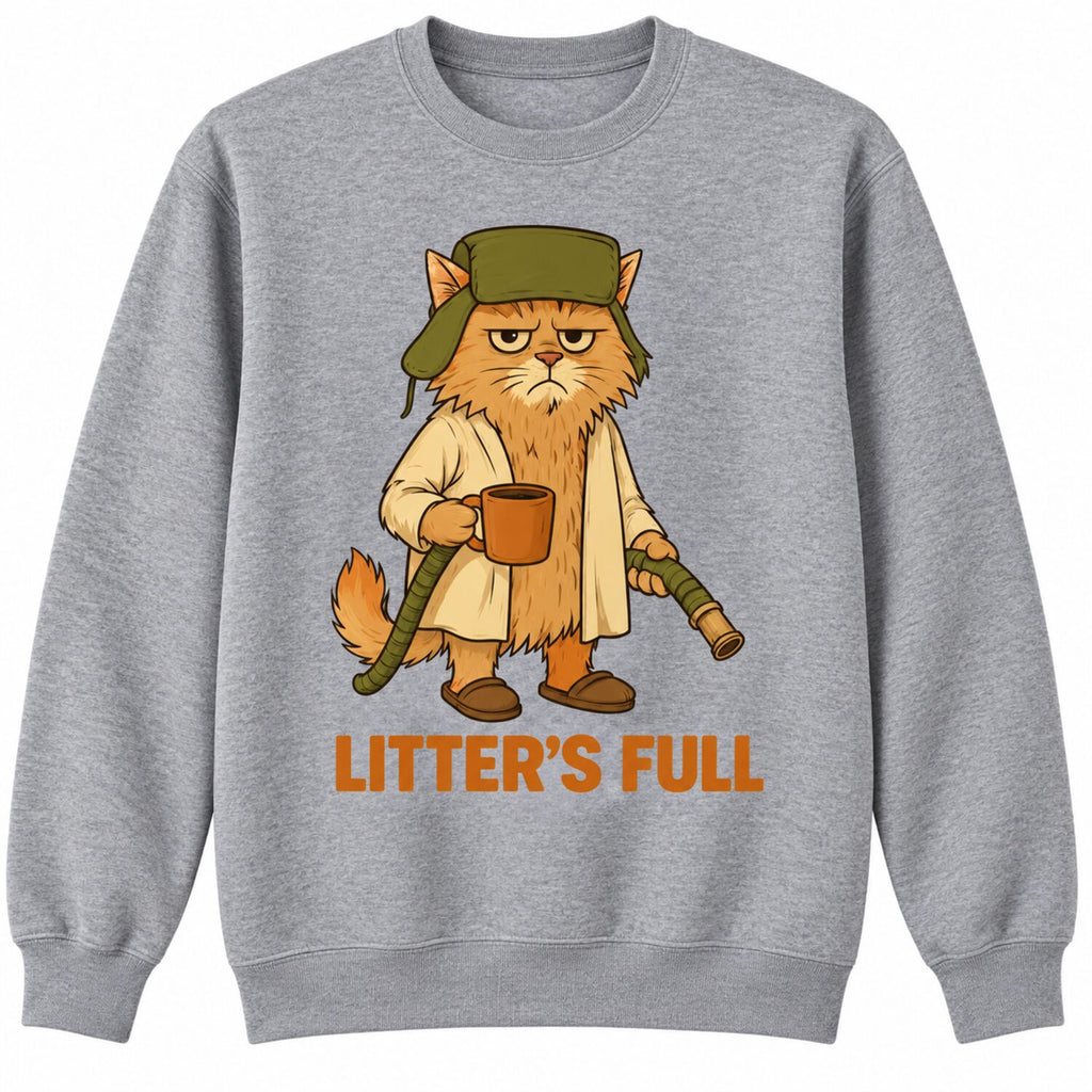 Litter’s Full Funny Cat Christmas T-Shirt/Sweatshirt/Hoodie – Retro Grumpy Cat Holiday Graphic Tee