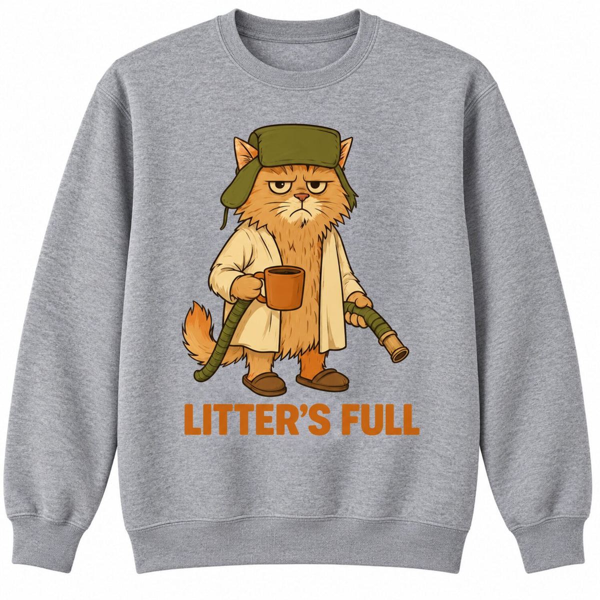Litter’s Full Funny Cat Christmas T-Shirt/Sweatshirt/Hoodie – Retro Grumpy Cat Holiday Graphic Tee