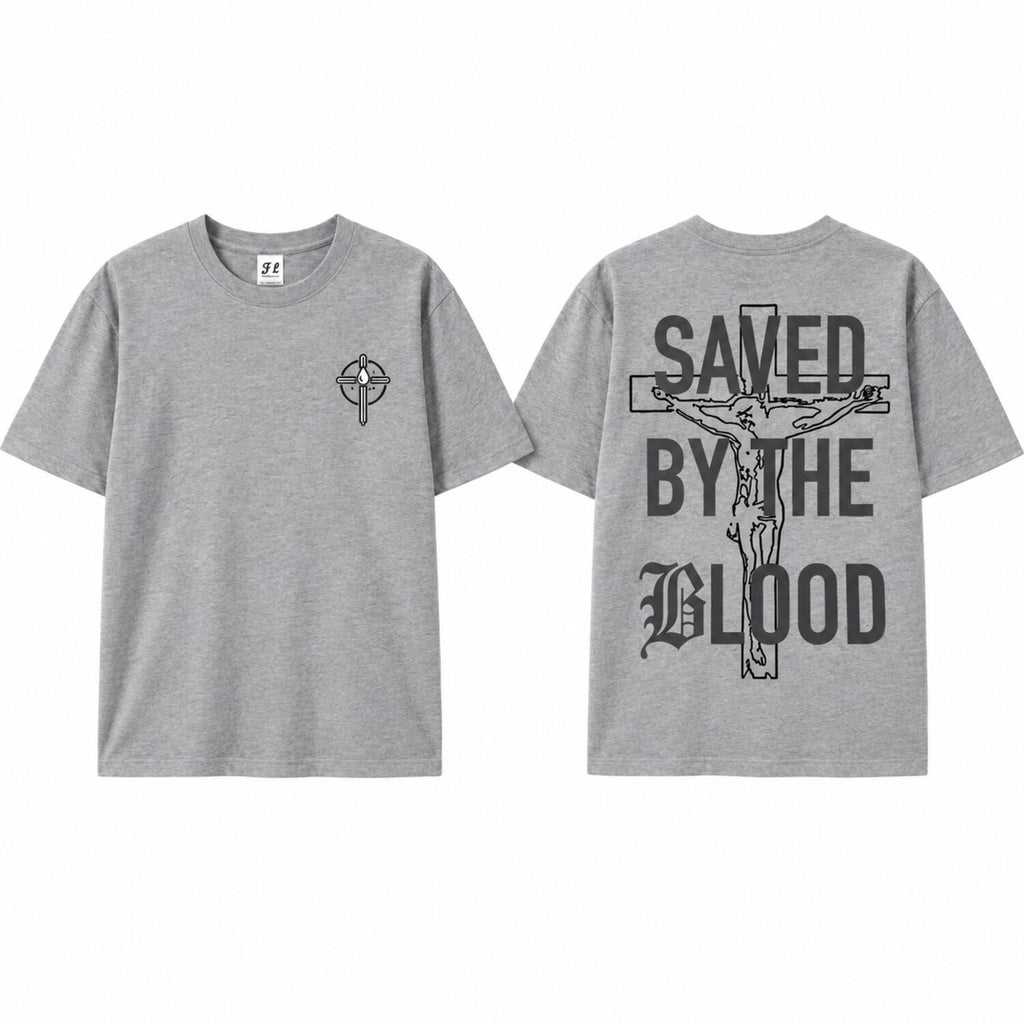 Saved By The Blood Christian T-Shirt/Sweatshirt/Hoodie – Gothic Jesus Cross Graphic Tee, Faith Streetwear Shirt