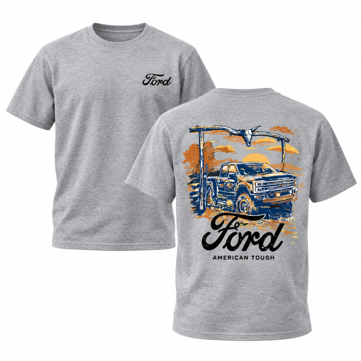 Ford American Tough Vintage Truck Hoodie/Sweatshirt/T-Shirt – Retro Pickup Sunset Graphic Pullover, Western Automotive Sweatshirt