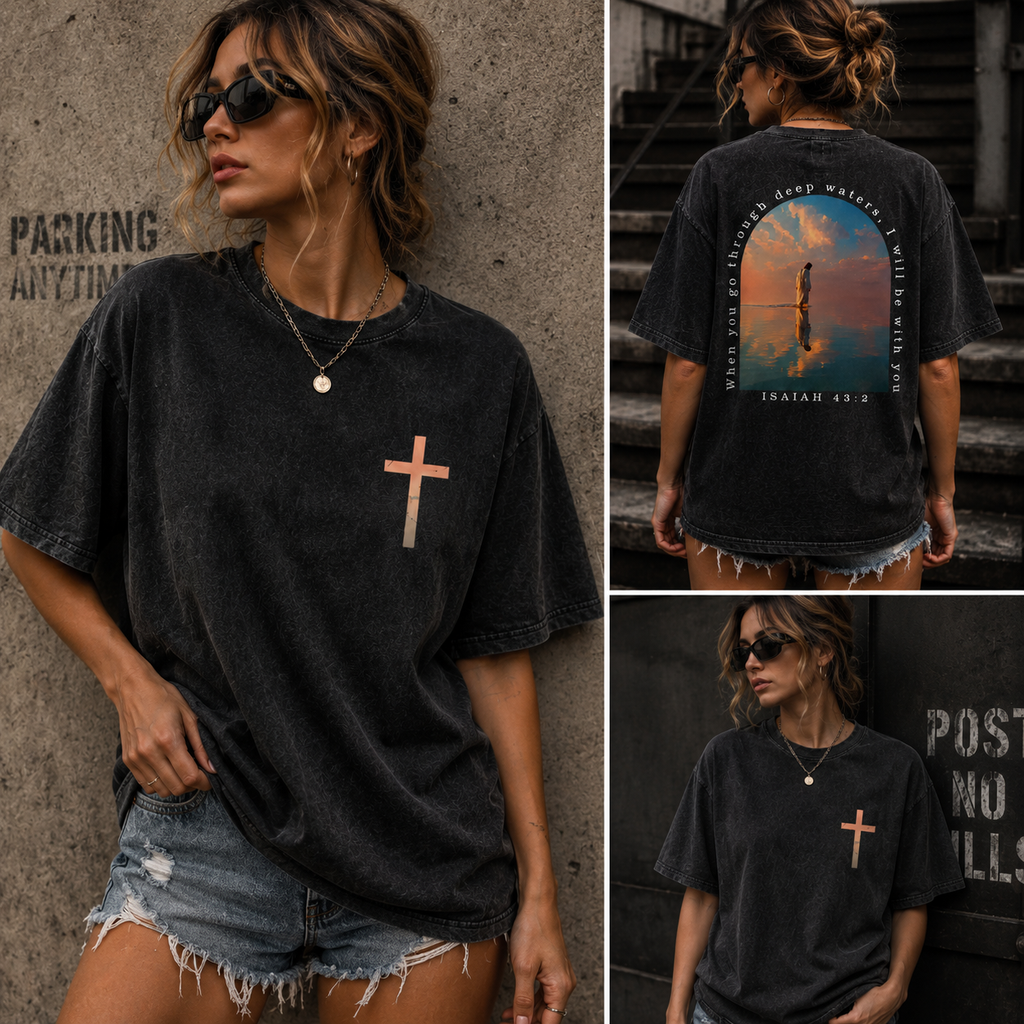 Isaiah 43:2 Washed Faith Tee ✝️ – “I Will Be With You” Vintage Shirt/Sweatshirt/Hoodie