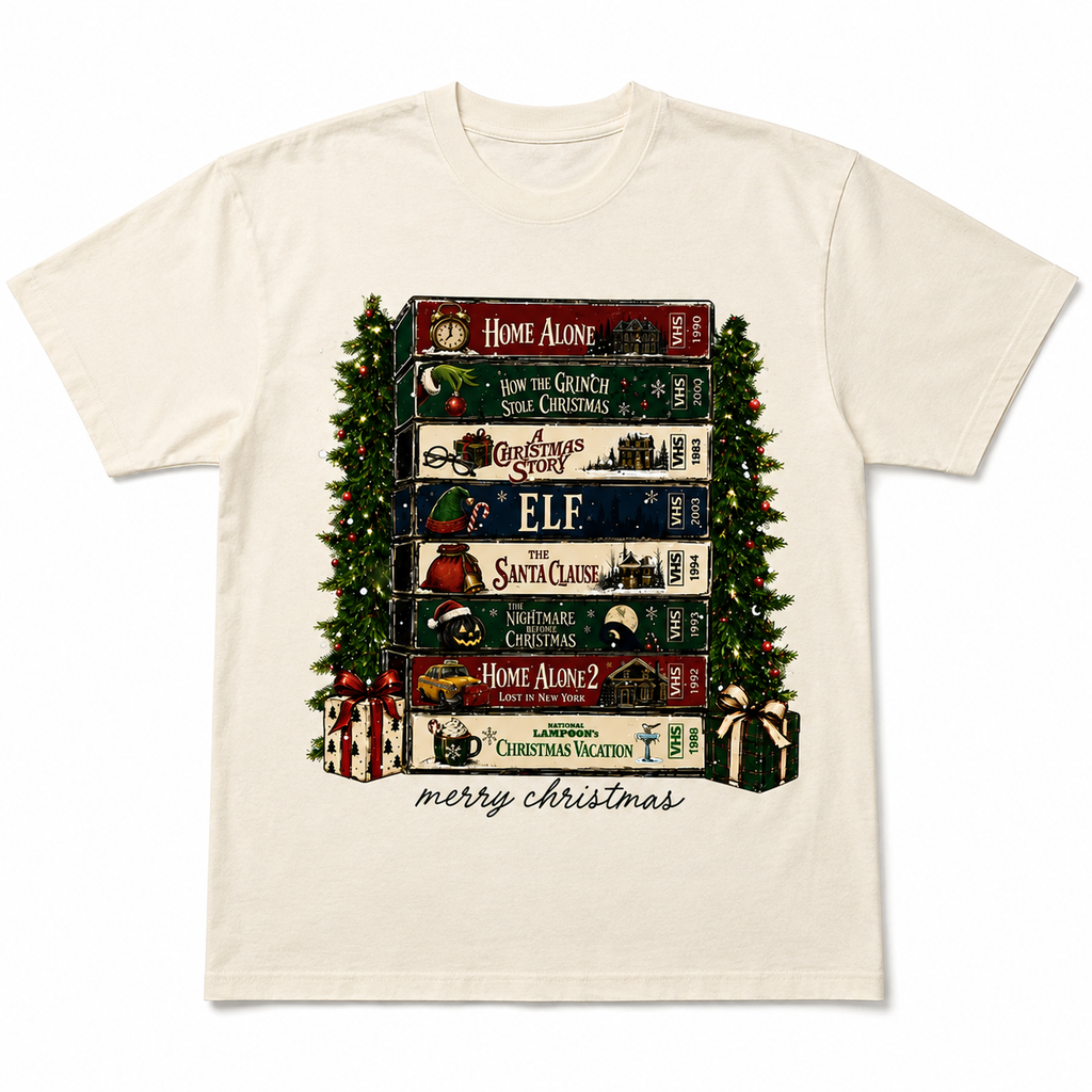 Christmas Movie VHS T-Shirt/Sweatshirt/Hoodie – Retro Holiday Nostalgia Graphic Tee