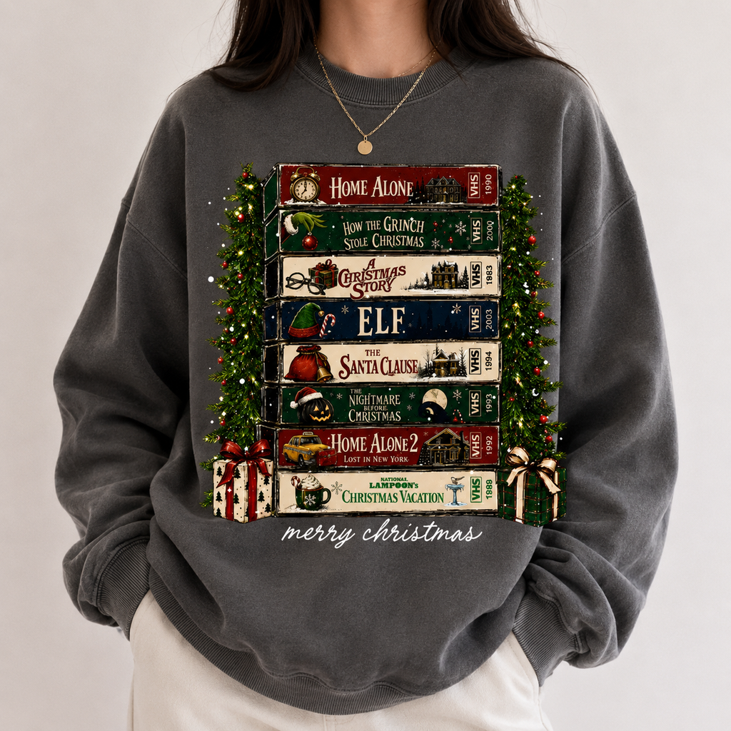 Christmas Movie VHS T-Shirt/Sweatshirt/Hoodie – Retro Holiday Nostalgia Graphic Tee