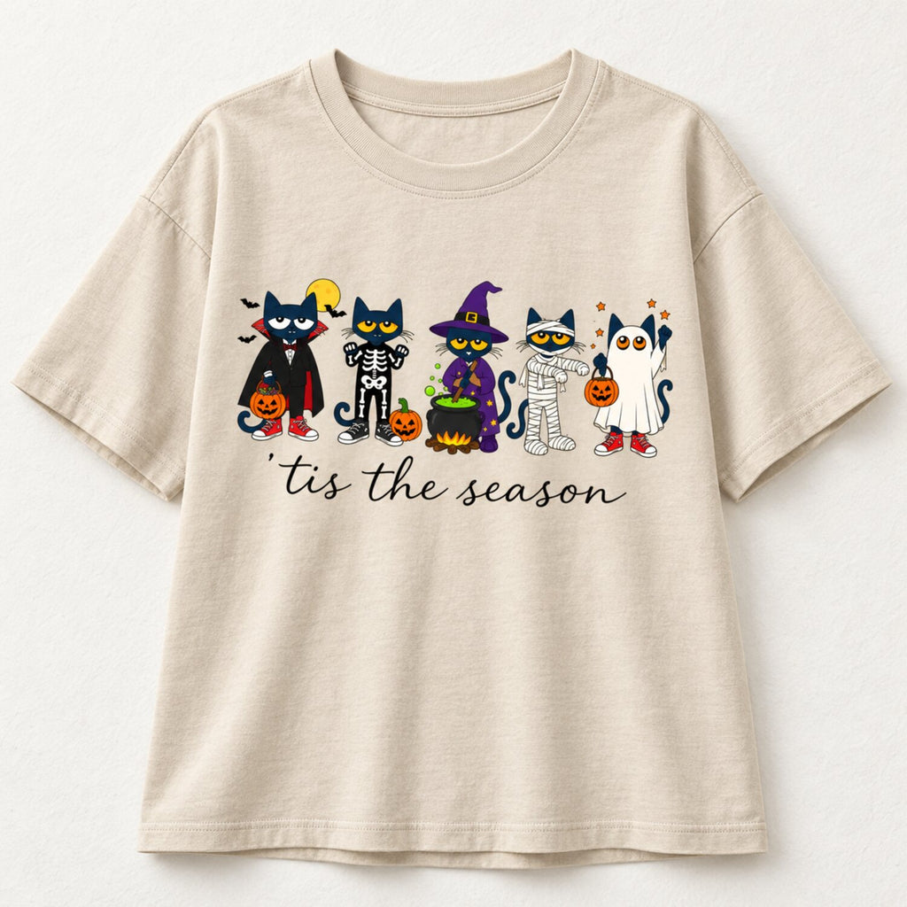’Tis the Season Halloween Cat Shirt/Sweatshirt/Hoodie – Cute Costume Cats Comfort Colors Graphic Tee