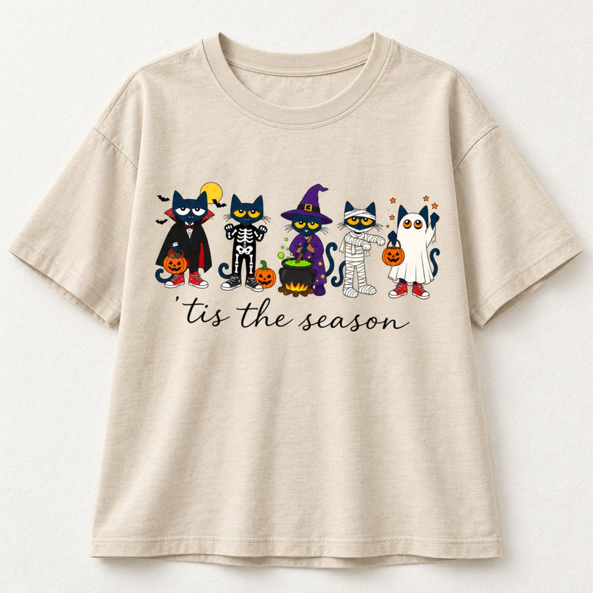 ’Tis the Season Halloween Cat Shirt/Sweatshirt/Hoodie – Cute Costume Cats Comfort Colors Graphic Tee