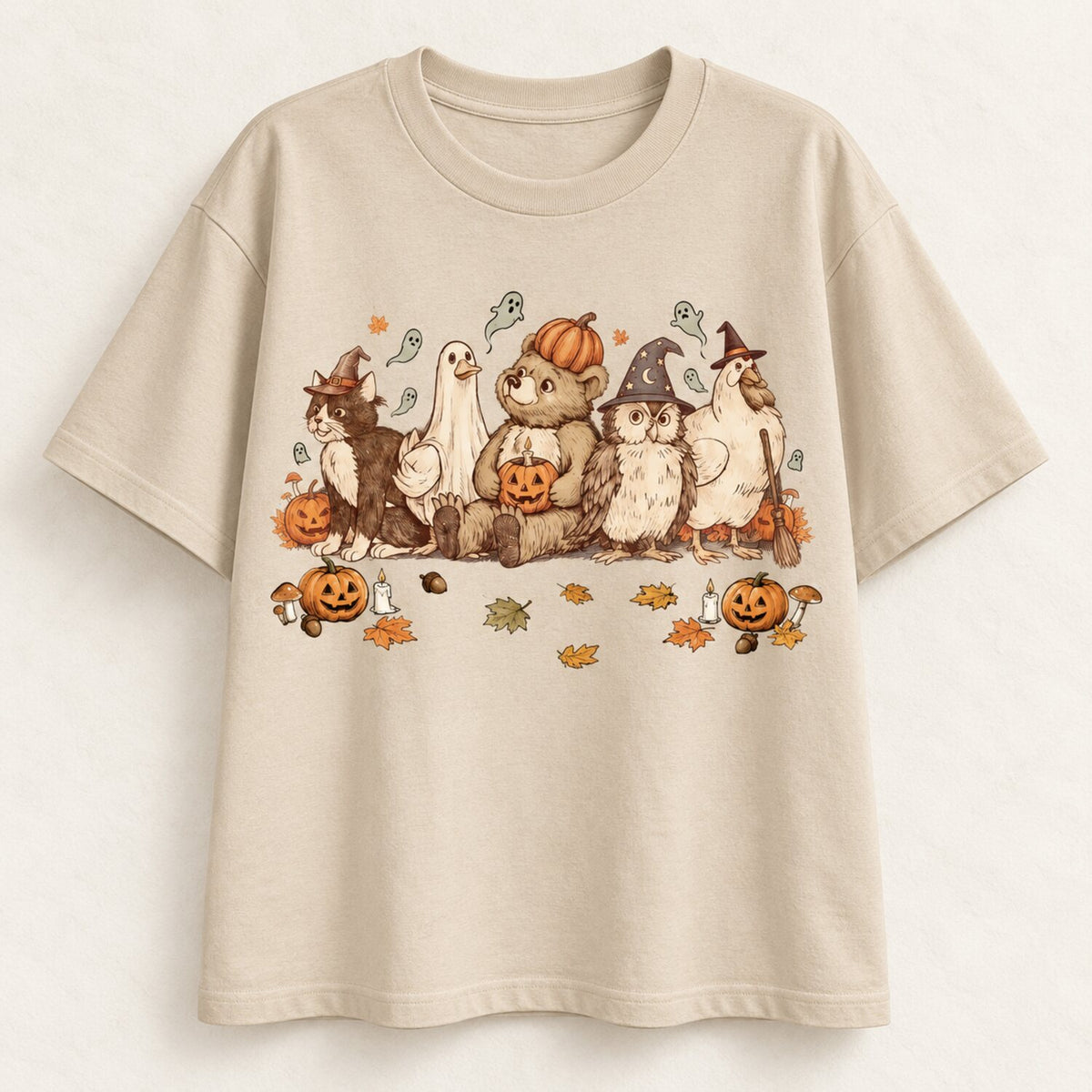 Cute Woodland Animals Halloween Shirt/Sweatshirt/Hoodie – Vintage Pumpkin & Ghost Fall Graphic Tee