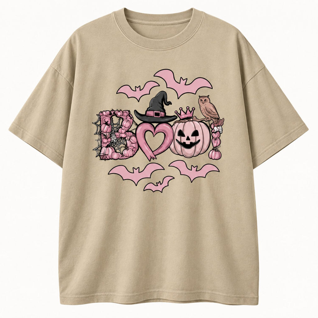 Pink Boo Halloween Shirt/Sweatshirt/Hoodie – Cute Pumpkin Bat Coquette Graphic Tee