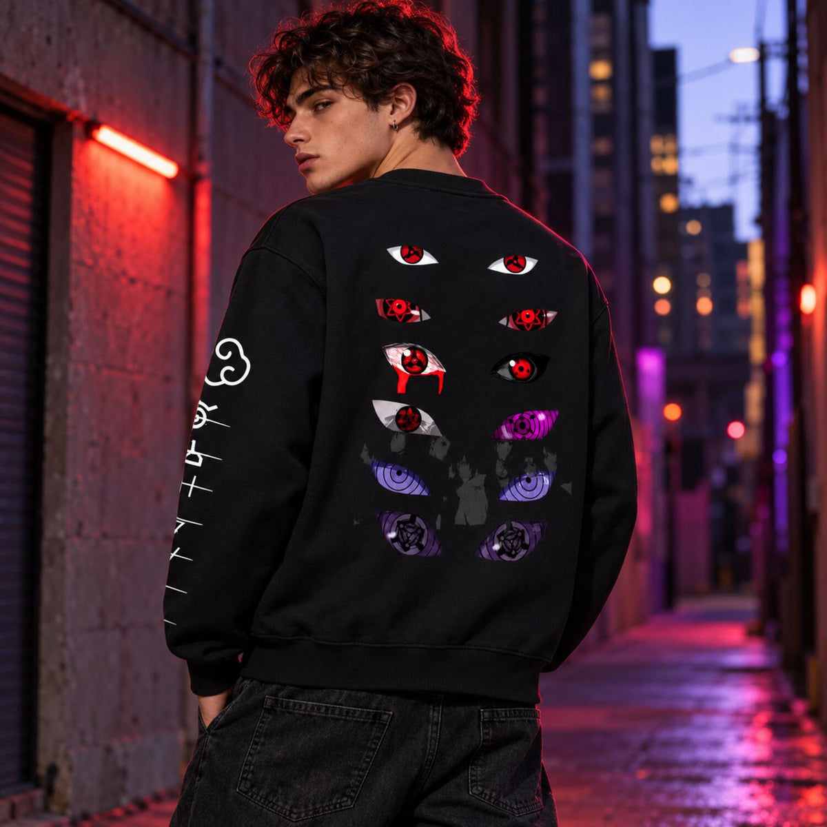Dark Anime Eyes Oversized Hoodie/Sweatshirt – Japanese Streetwear Graphic Pullover