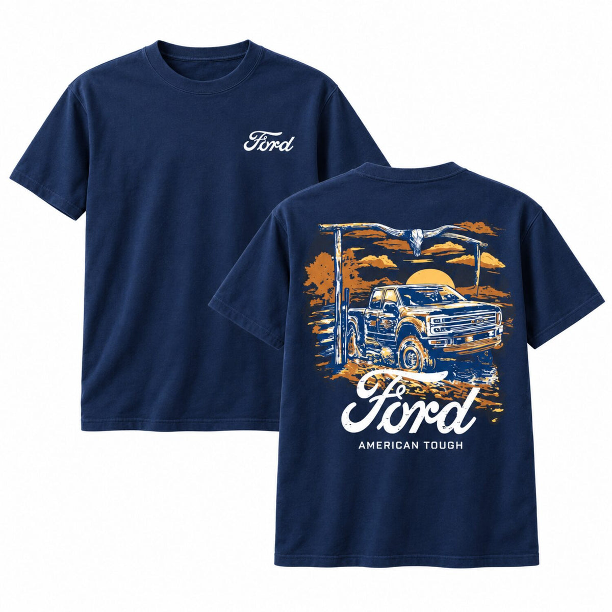 Ford American Tough Vintage Truck Hoodie/Sweatshirt/T-Shirt – Retro Pickup Sunset Graphic Pullover, Western Automotive Sweatshirt