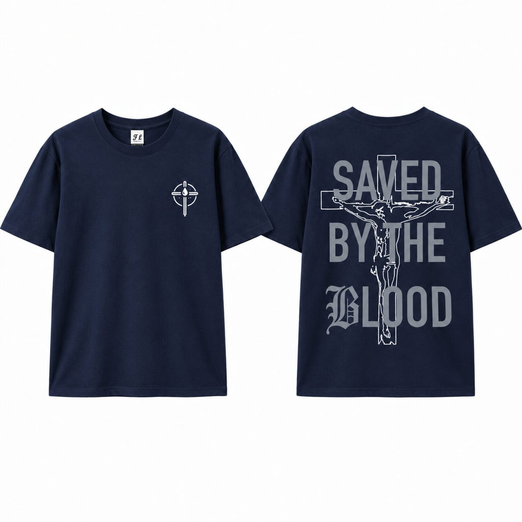 Saved By The Blood Christian T-Shirt/Sweatshirt/Hoodie – Gothic Jesus Cross Graphic Tee, Faith Streetwear Shirt