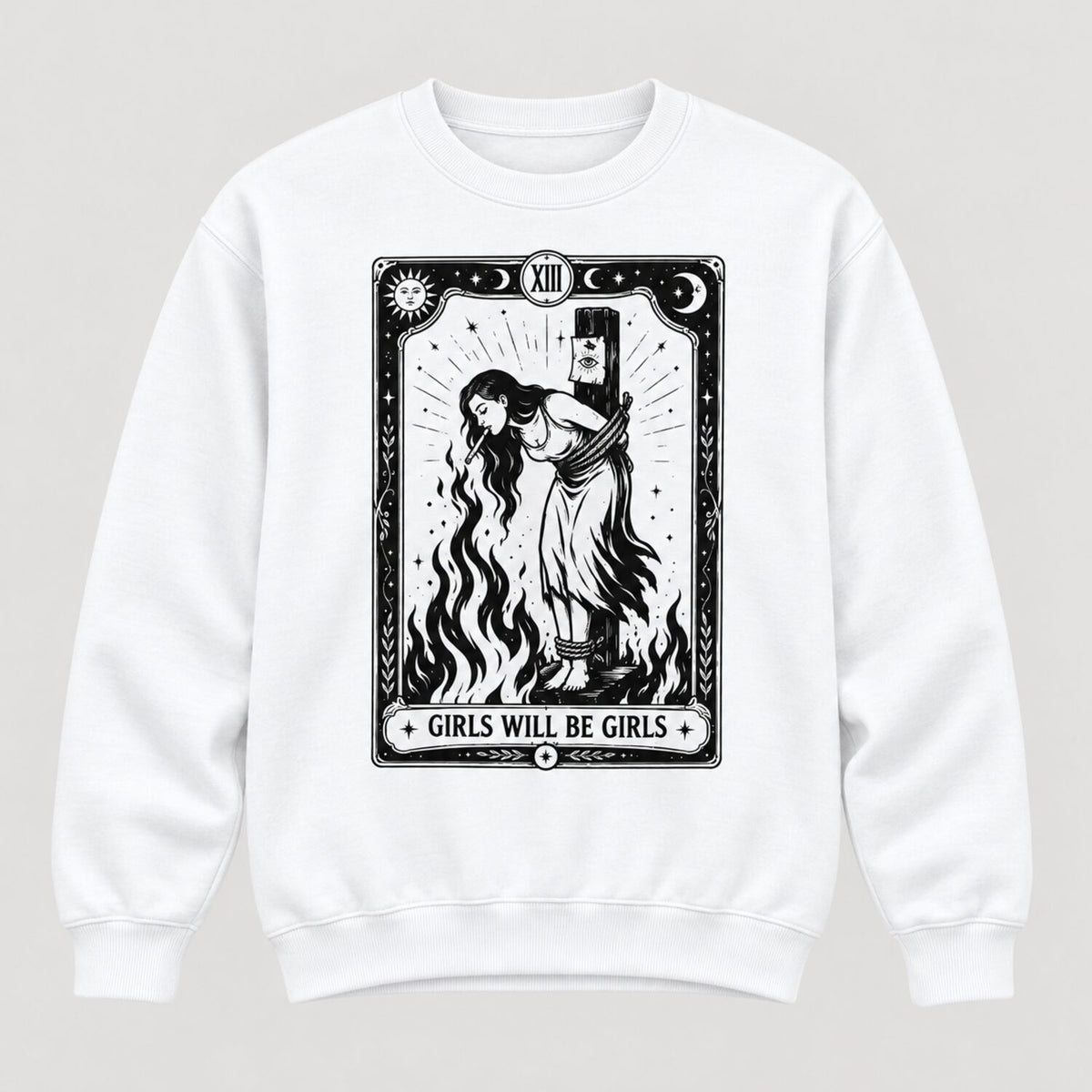 Girls Will Be Girls Sweatshirt/Hoodie/T-Shirt – Vintage Gothic Witch Tarot Graphic Crewneck