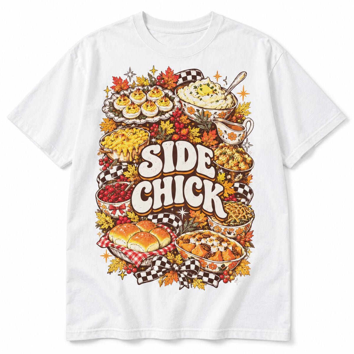 Side Chick Thanksgiving Shirt/Sweatshirt/Hoodie – Funny Friendsgiving Oversized Vintage Graphic Tee