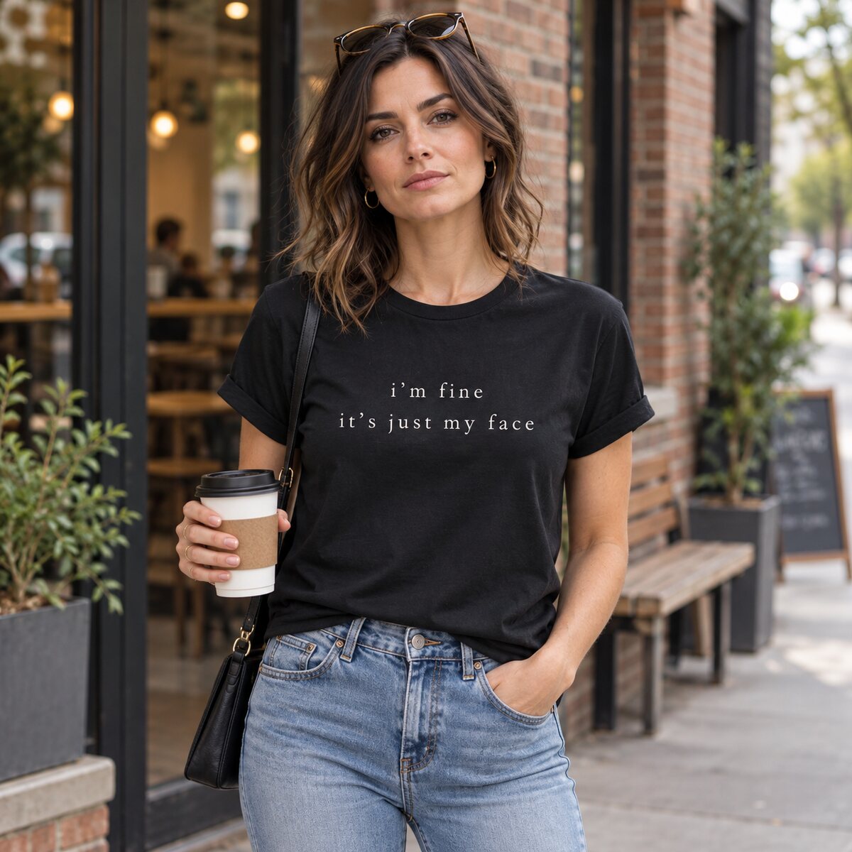 I'm Fine It's Just My Face Sweatshirt/Hoodie/T-shirt – Funny Sarcastic Minimalist Crewneck