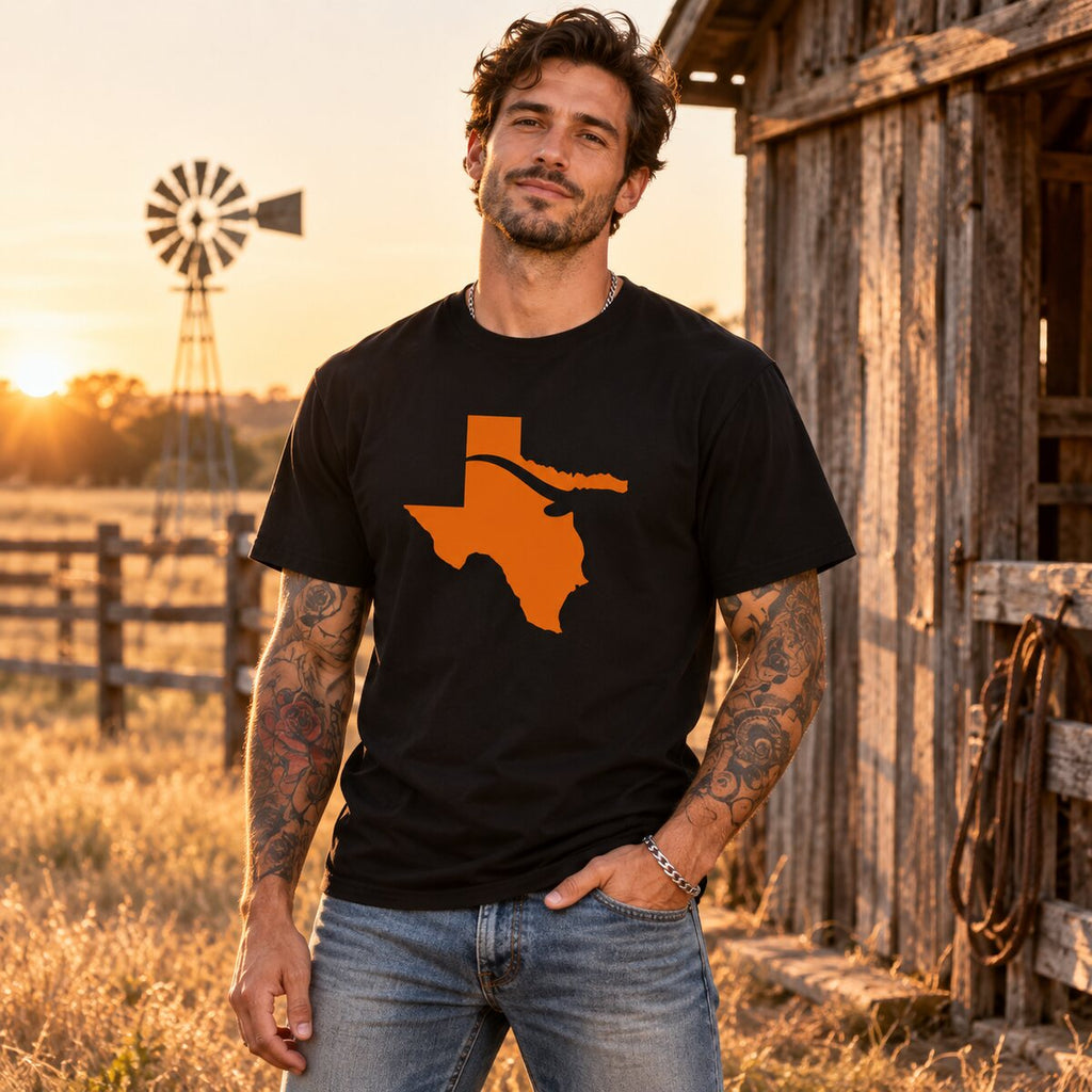Texas Longhorn Graphic T-Shirt/Sweatshirt/Hoodie – Western State Map Casual Tee