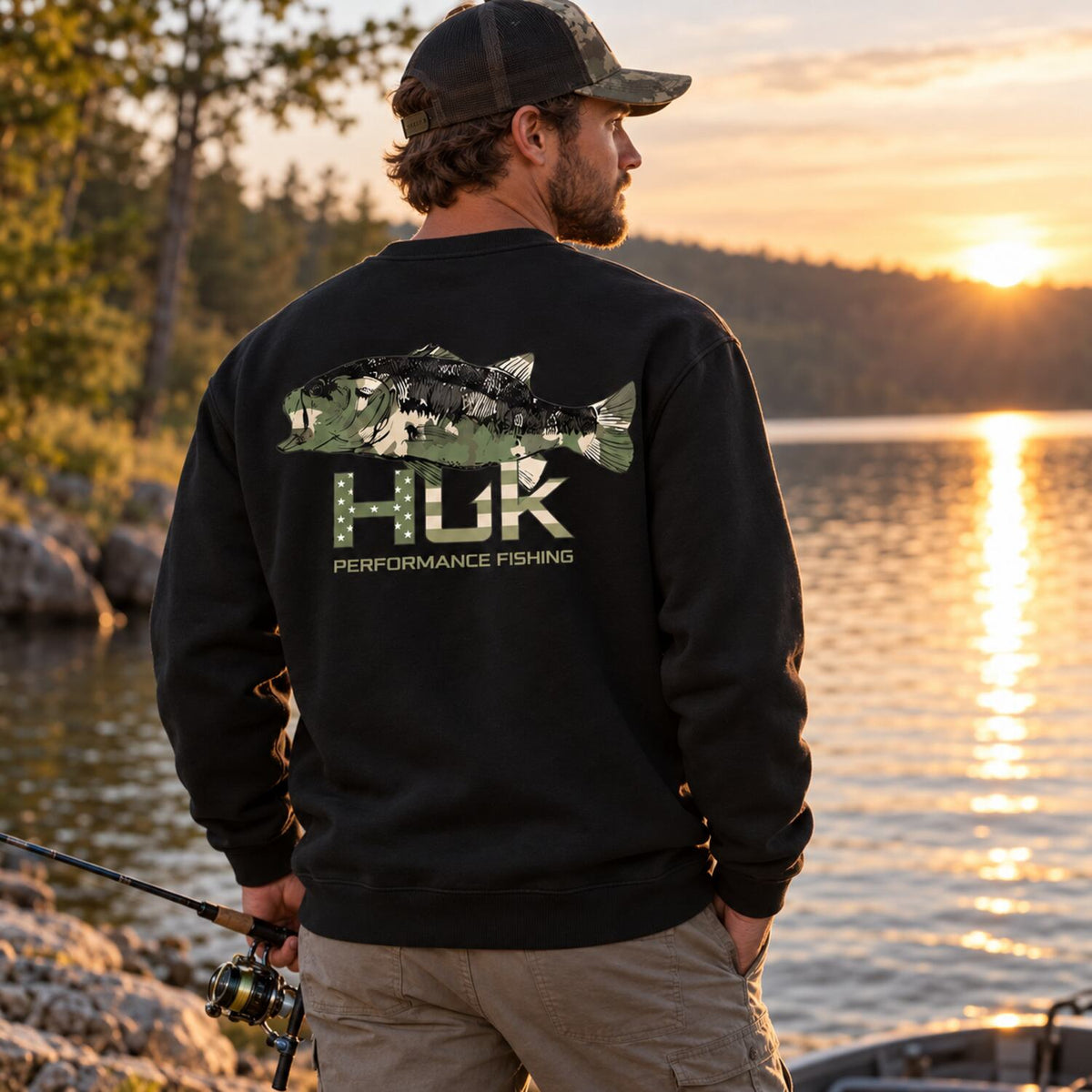 Men's Camo Bass Fishing Hoodie/Sweatshirt/T-Shirt – Outdoor Graphic Pullover Sweatshirt