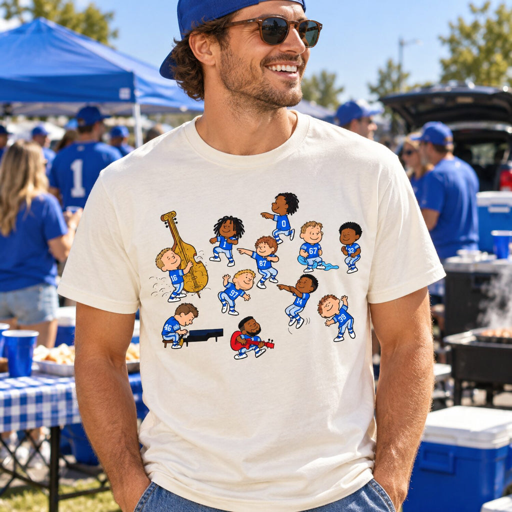 Detroit Football Dance Graphic Tee – Retro Cartoon Game Day T-Shirt/Sweatshirt/Hoodie