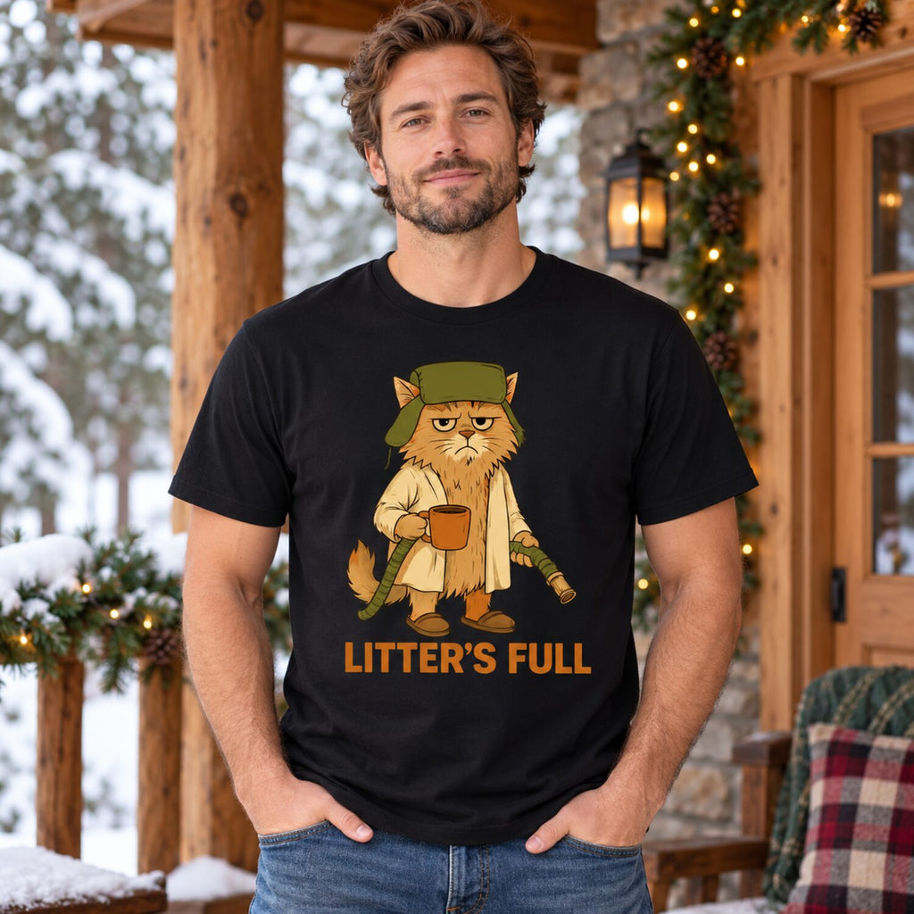 Litter’s Full Funny Cat Christmas T-Shirt/Sweatshirt/Hoodie – Retro Grumpy Cat Holiday Graphic Tee