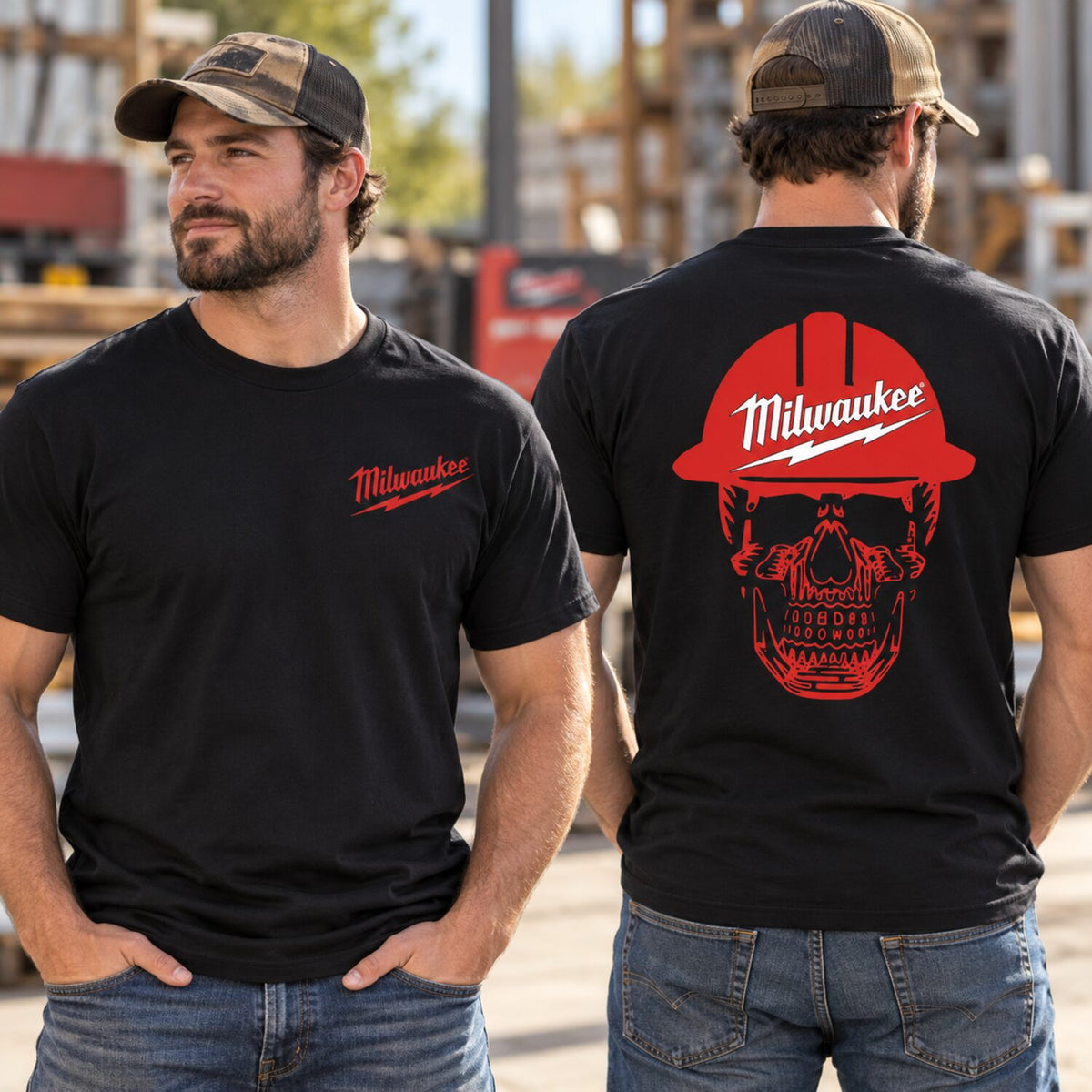 Milwaukee Skull Hoodie, Bold Graphic Pullover For Men For Women, Streetwear Workwear Style, Unisex Fit, Gift For Tool For Garage Fans, Unisex Long Sleeve Pullover Shirt