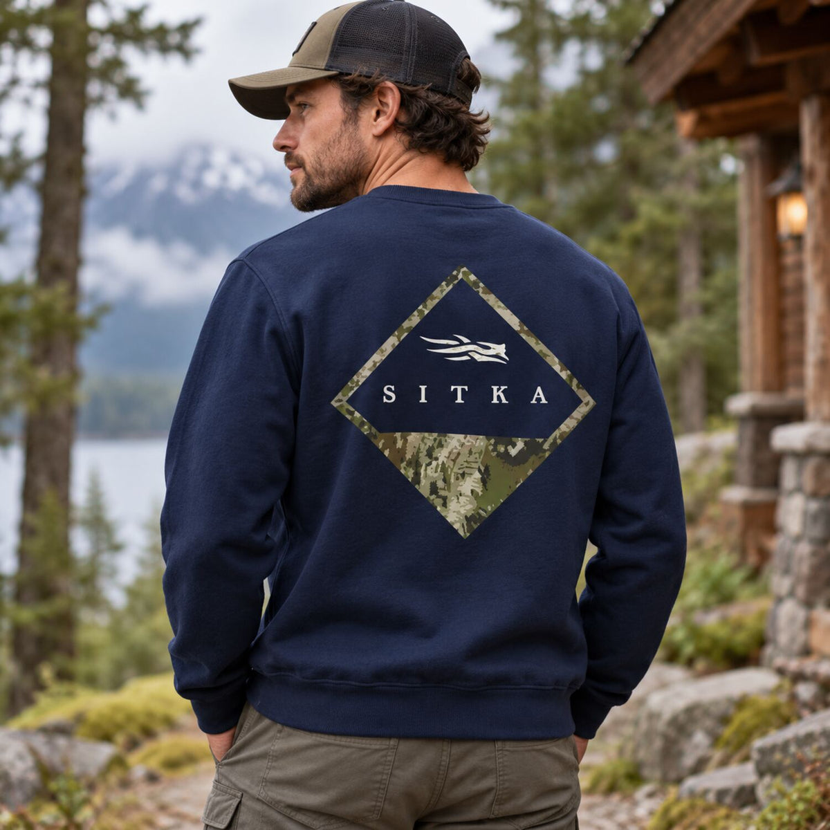 SITKA Camo Graphic Hoodie/Sweatshirt/T-Shirt – Front & Back Hunting Outdoor Pullover