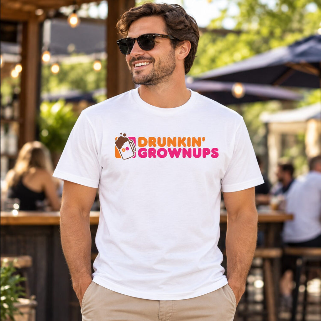 Drunkin’ Grownups Funny Graphic Tee – Retro Adult Humor T-Shirt/Sweatshirt/Hoodie