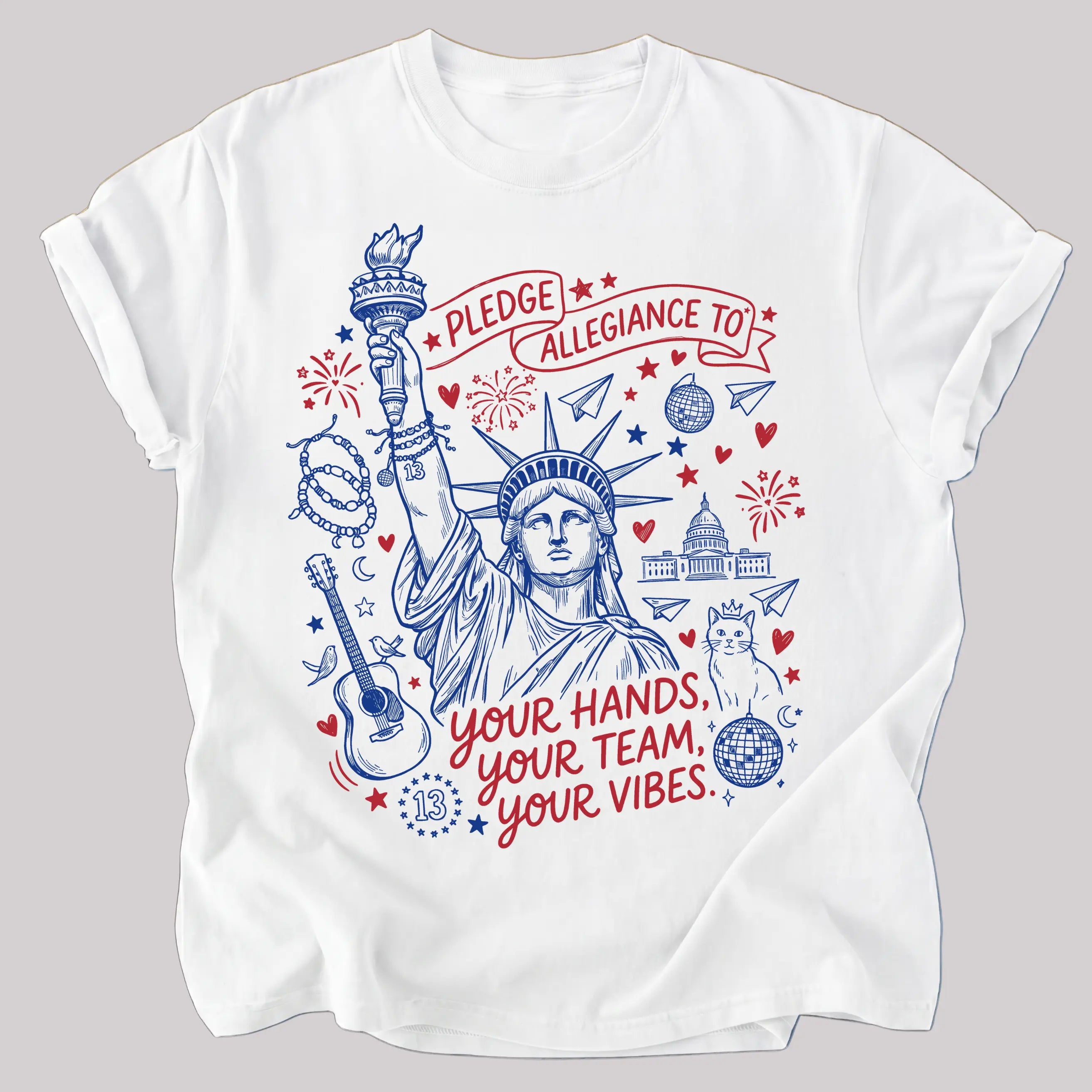 Pledge Allegiance To Your Hands Your Team Your Vibes Shirt/Sweatshirt/Hoodie - Americana Vibes Graphic