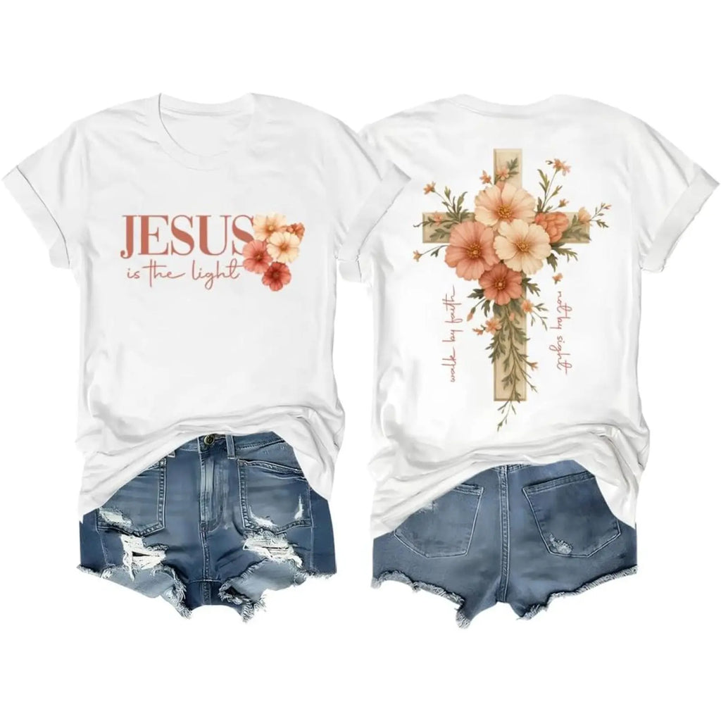 Floral Cross Christian T-Shirt/Sweatshirt/Hoodie – Soft Faith Graphic Tee for Women