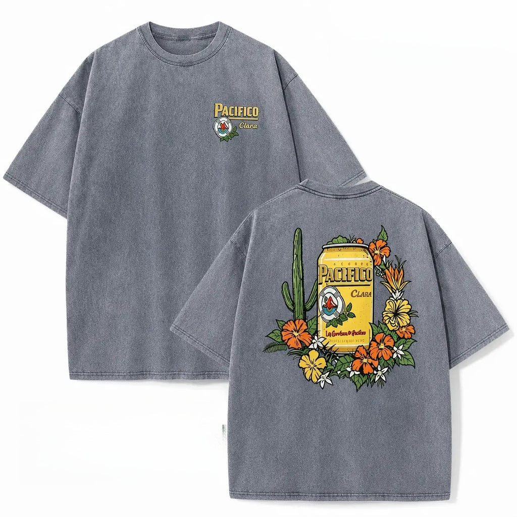 Vintage Tropical Beer Graphic T-Shirt/Sweatshirt/Hoodie – Acid Wash Baja Surf Oversized Tee