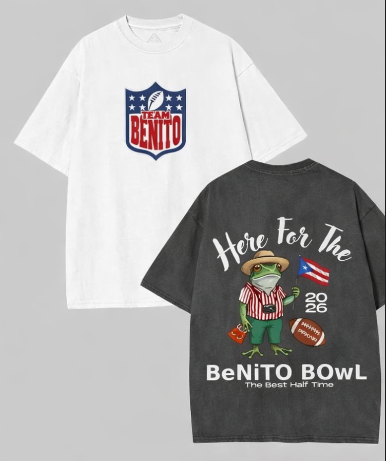 Benito Bowl 2026 Vintage Tee, Funny Football Bad Bunnie Design Shirt, Team Benito Shirt, Here For The Benito Bowl Best Halftime Shirt/Sweatshirt/Hoodie