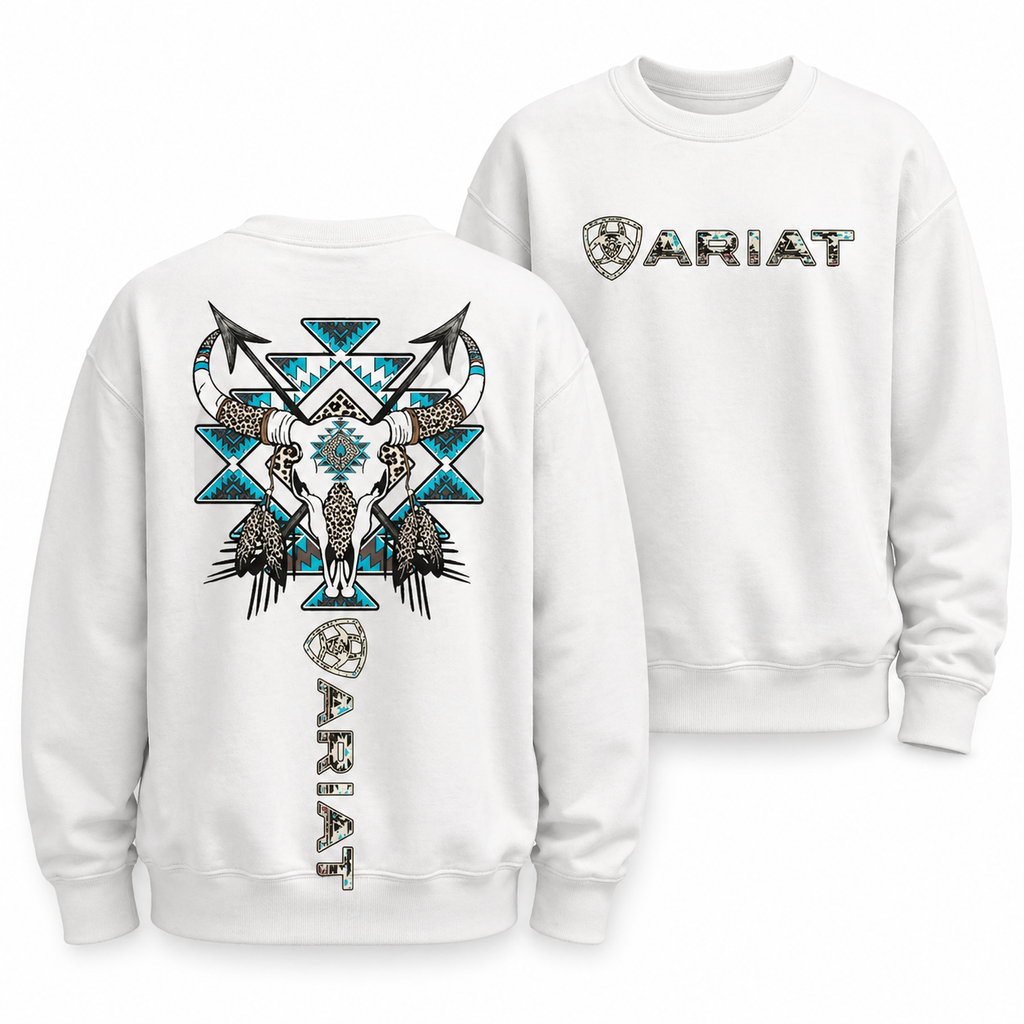 Tribal Bull Skull Graphic Tee – Western Aztec Style T-Shirt/Sweatshirt/Hoodie
