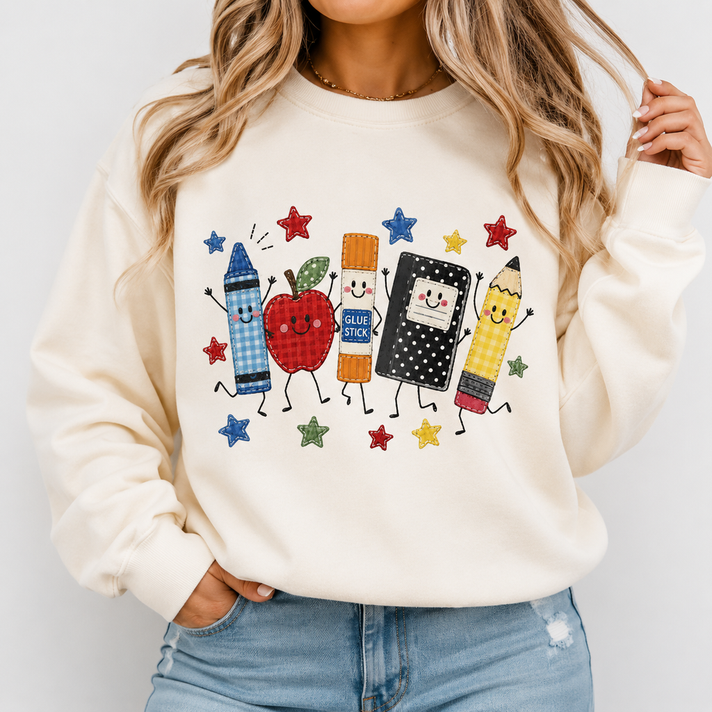 Teacher School Supplies Graphic T-Shirt/Sweatshirt/Hoodie – Cute Back to School Cotton Tee