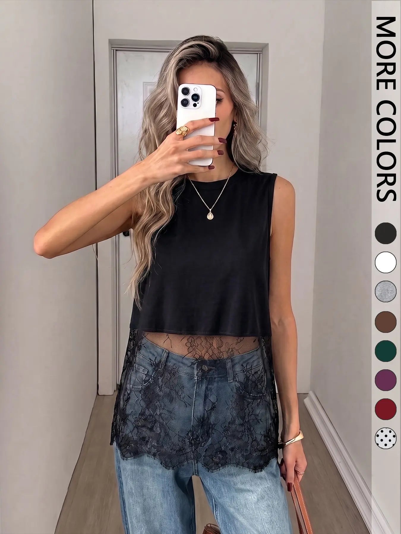 Lace Trim Tank Top – Y2K Sleeveless Layering Top For Women