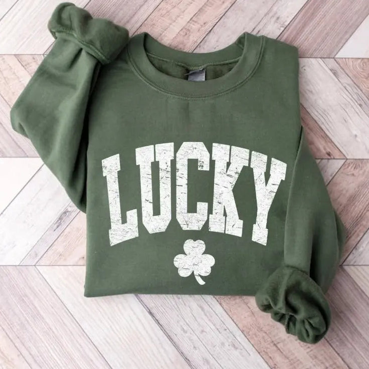Women's Lucky Sweatshirt, Cute Shamrock Shirt, Happy St Patricks Day Shirt, St Pattys Day Outfit, Lucky Outfit
