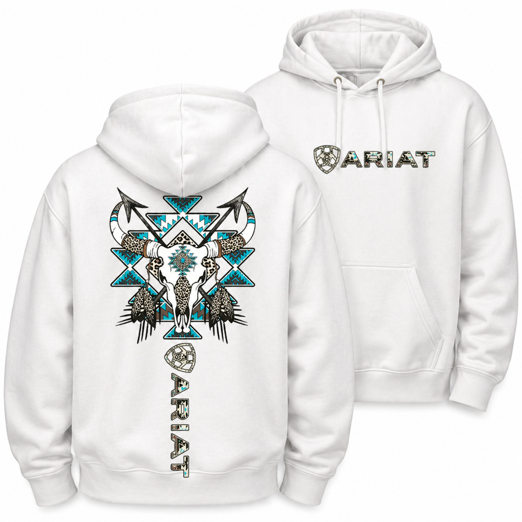 Tribal Bull Skull Graphic Tee – Western Aztec Style T-Shirt/Sweatshirt/Hoodie