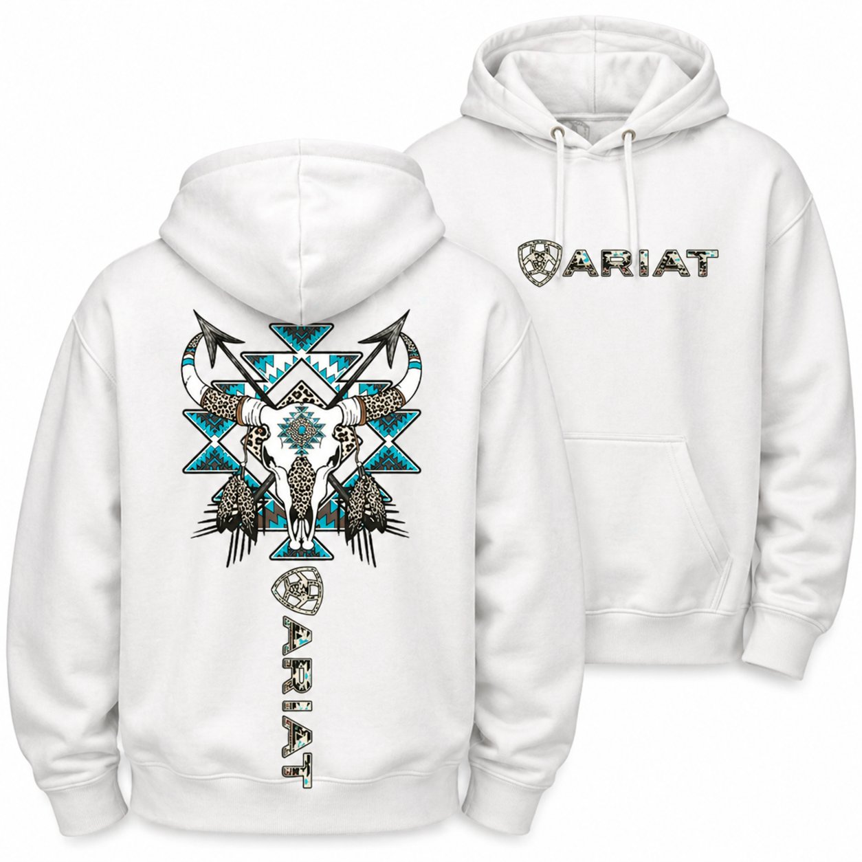 Tribal Bull Skull Graphic Tee – Western Aztec Style T-Shirt/Sweatshirt/Hoodie
