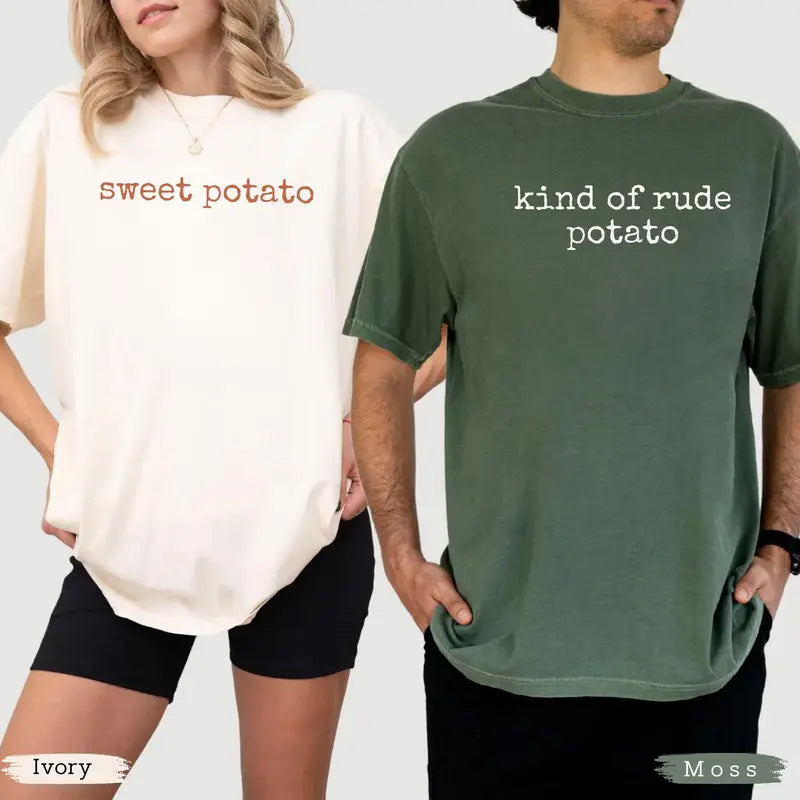 Sweet Potato & Rude Potato Matching Shirts/Sweatshirt/Hoodie – Funny Thanksgiving Couple Tees