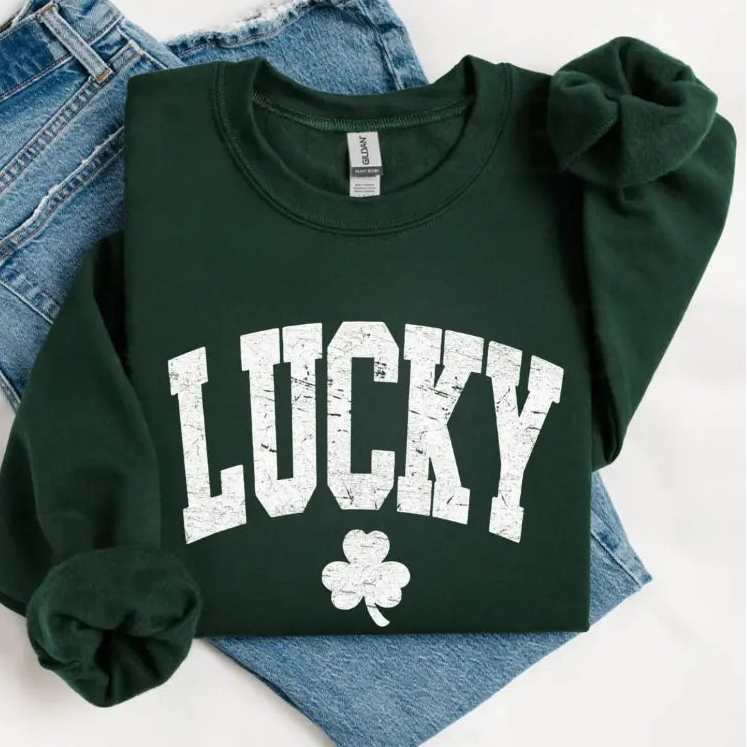 Women's Lucky Sweatshirt, Cute Shamrock Shirt, Happy St Patricks Day Shirt, St Pattys Day Outfit, Lucky Outfit