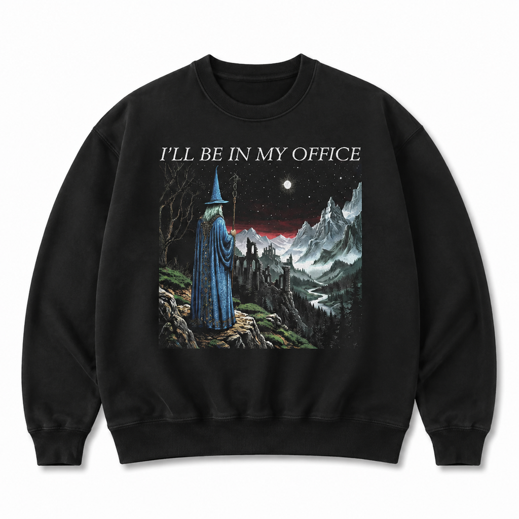I'll Be In My Office Fantasy Tee – Vintage Wizard Mountain Graphic Shirt/Sweatshirt/Hoodie