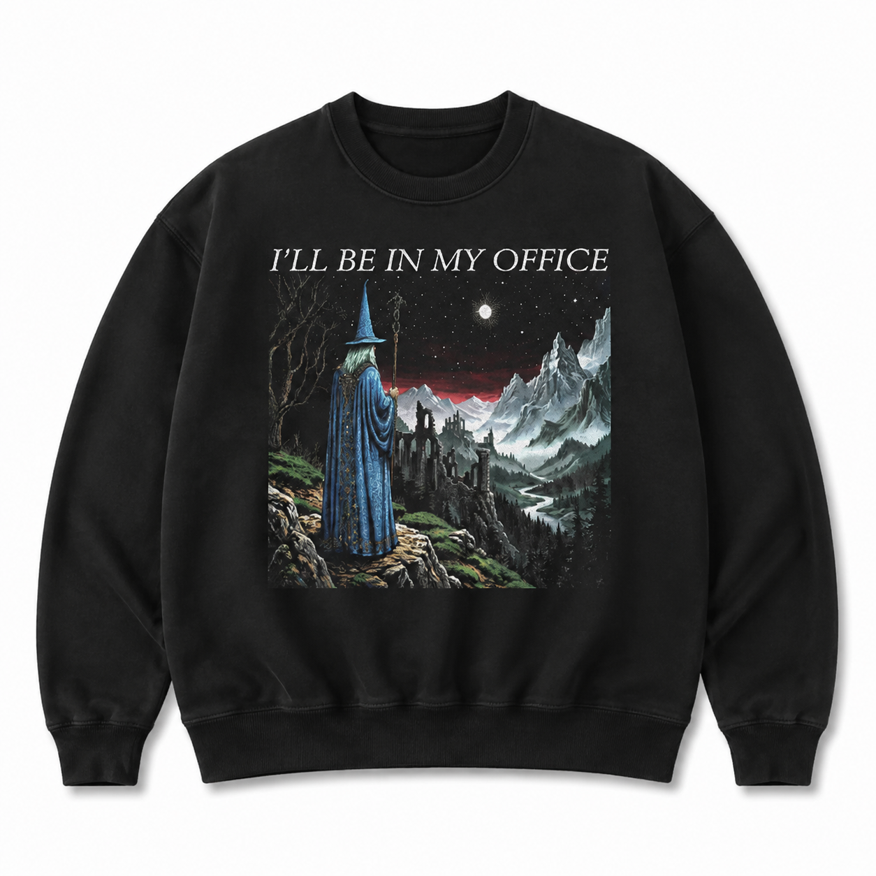 I'll Be In My Office Fantasy Tee – Vintage Wizard Mountain Graphic Shirt/Sweatshirt/Hoodie