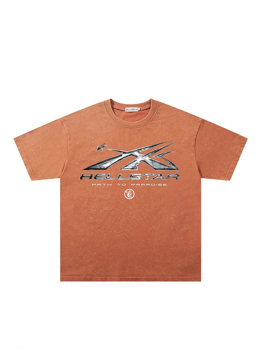 Vintage Dark Streetwear Street Style Washed Star Flame Design Tee
