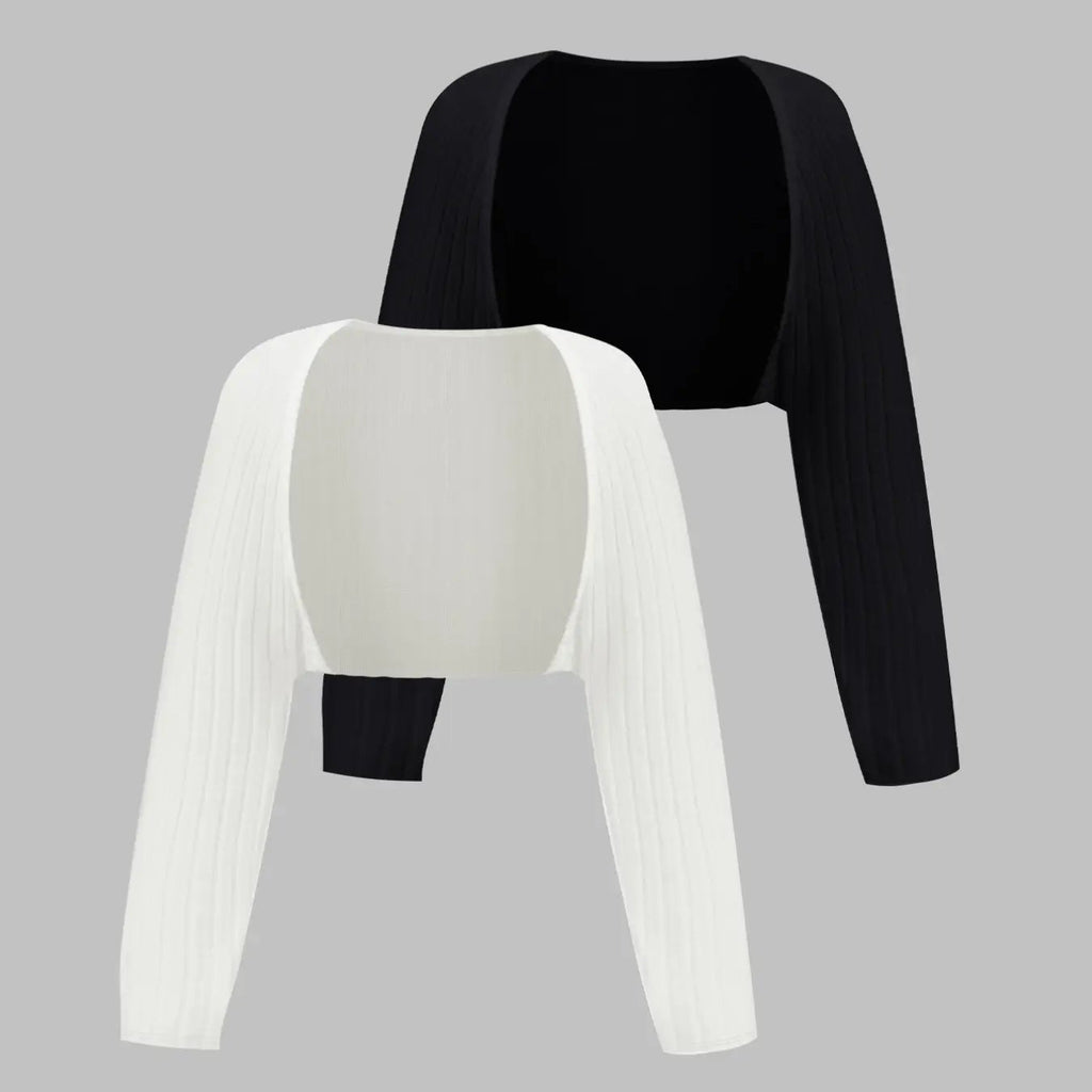 Women's Cropped Knit Bolero Cardigan – Long Sleeve Open Front Shrug, Minimalist Layering Top