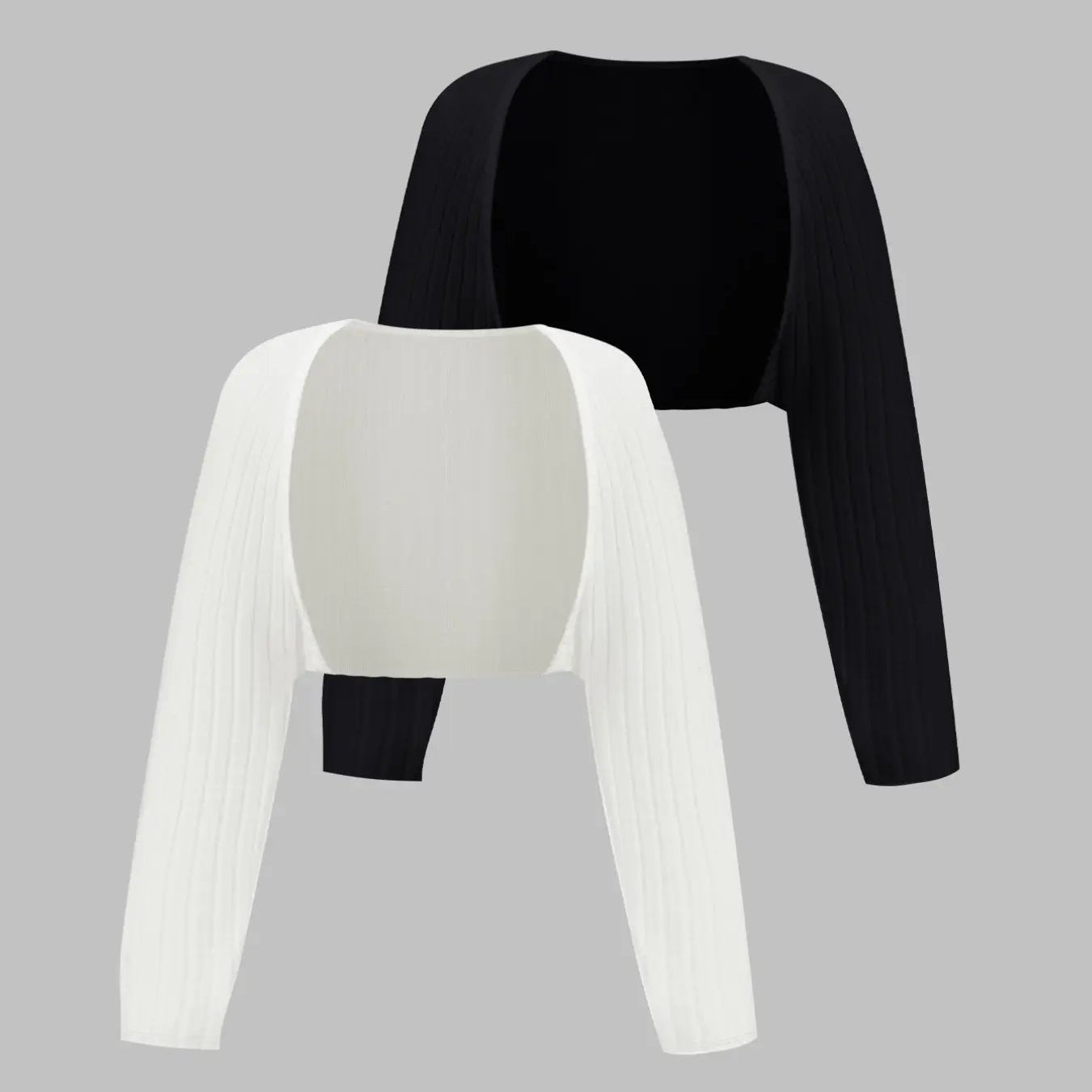 Women's Cropped Knit Bolero Cardigan – Long Sleeve Open Front Shrug, Minimalist Layering Top