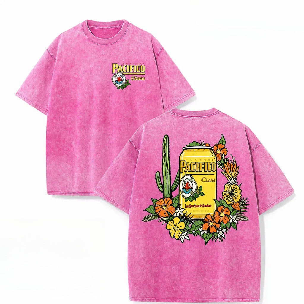 Vintage Tropical Beer Graphic T-Shirt/Sweatshirt/Hoodie – Acid Wash Baja Surf Oversized Tee
