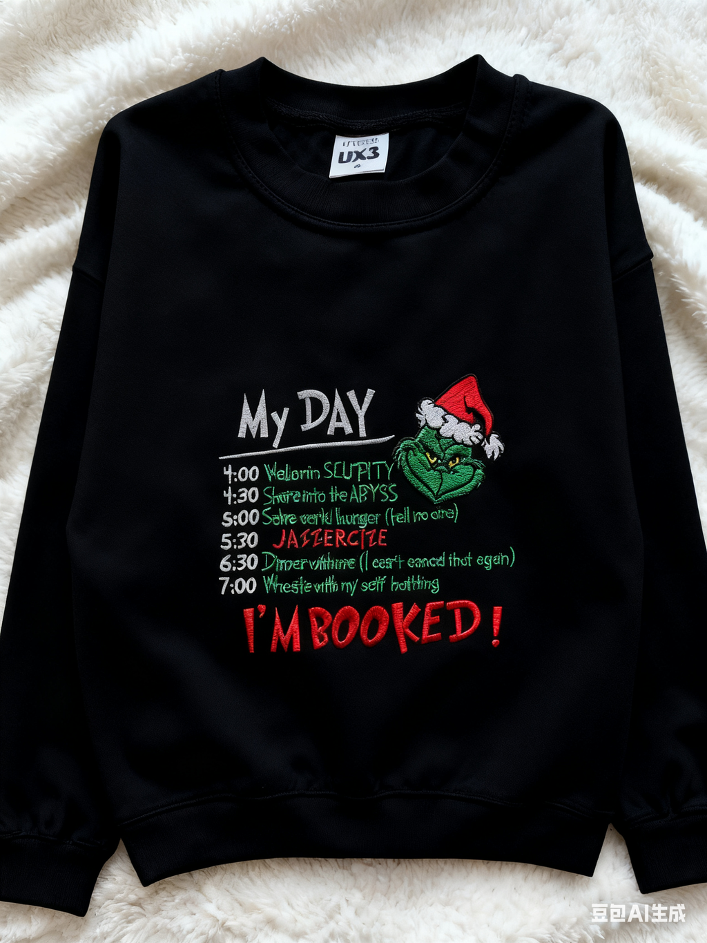 Christmas “I’m Booked” Grinch Embroidered Sweatshirt, Funny My Day Schedule Holiday Sweater, Cozy Winter Hoodie for Grinch Lovers, Festive Embroidery Gift Top